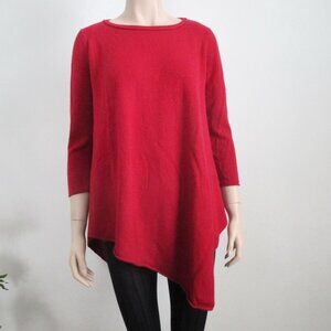 Cashmere Sweater Elfen Style Cranberry Red 3/4 Sleeves Size M
